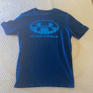 Brand- under armor, size- M, color- blue with baby blue.I only wear it two times